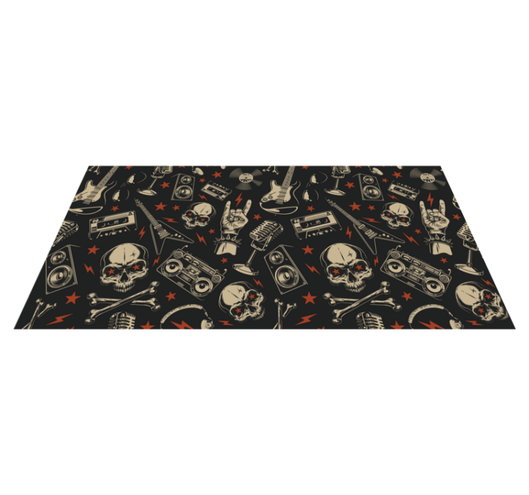 Skull Music Theme teenage bedroom vinyl rug - TenStickers