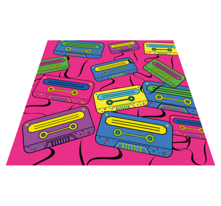 Vibrant Cassette Tapes teenage bedroom vinyl rug - TenStickers