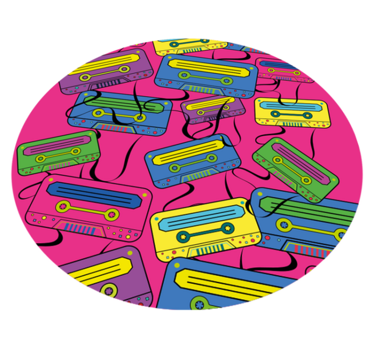 Retro 80's colorful boombox circular rug - TenStickers