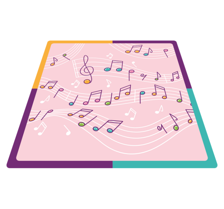 Melodic Notes Theme teenage bedroom vinyl rug - TenStickers