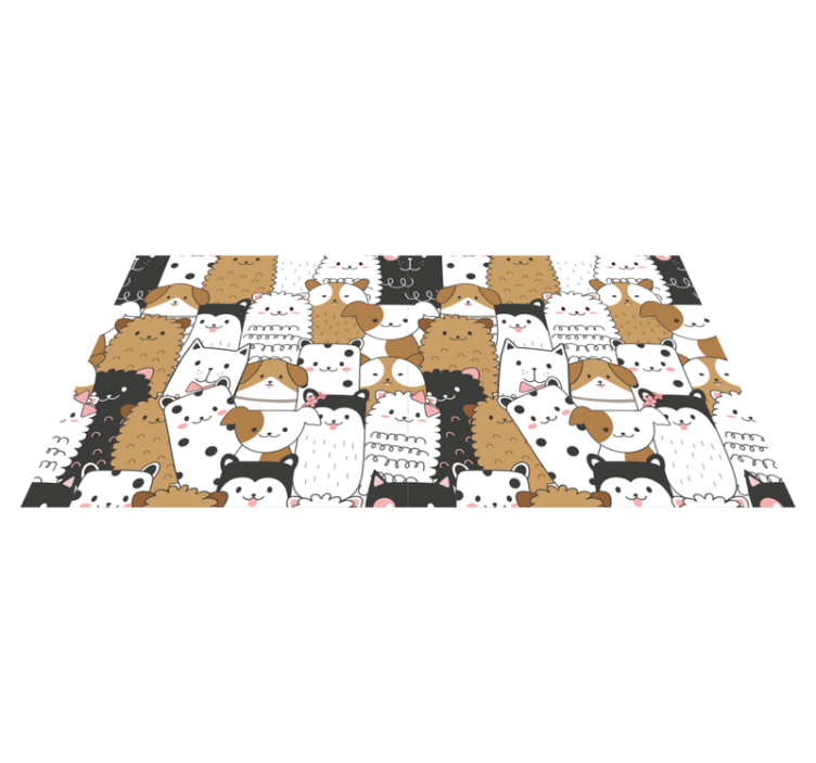 Animal vinyl rug with charming animal faces - TenStickers