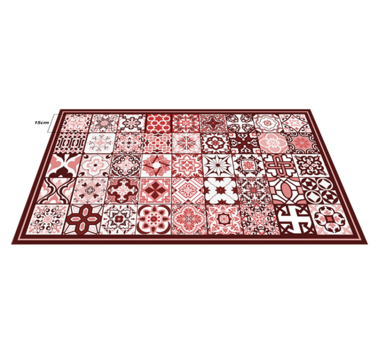 Red and white tile pattern bathroom flooring - TenStickers