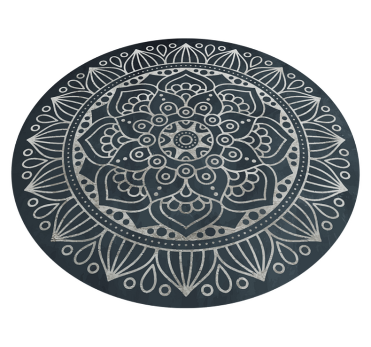 Intricate grey concept mandala vinyl rug - TenStickers