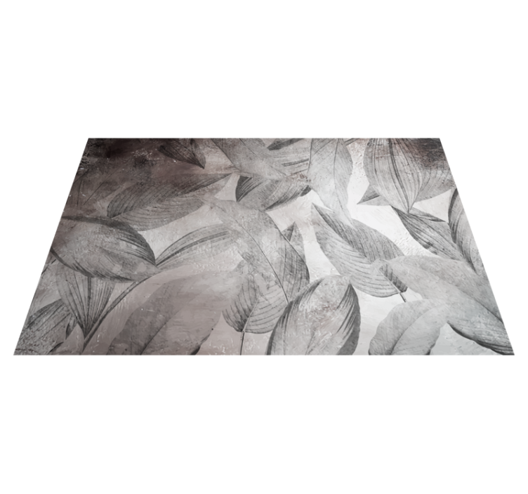 Leafy monochrome pattern floral vinyl rug - TenStickers
