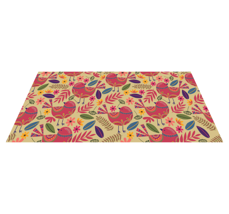 Colorful Bird Motifs floral vinyl rug - TenStickers