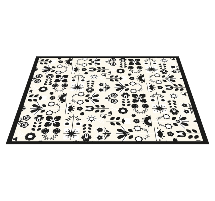 Black floral patterns floral vinyl rug - TenStickers