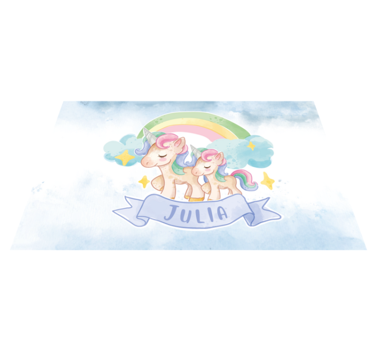 Unicorn family illustration kids vinyl rug - TenStickers