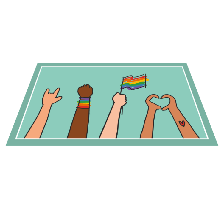 Diverse Hands Up event vinyl rug - TenStickers