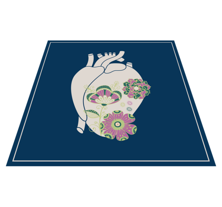 Heart Floral Pattern scandinavian vinyl rug - TenStickers