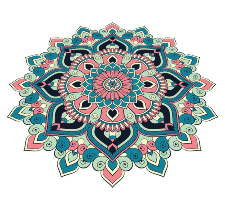 Colorful floral element mandala vinyl rug - TenStickers