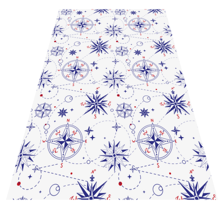 Navy blue and red compass rectangular rug - TenStickers