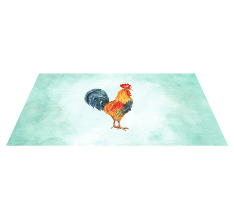 Aquarella rooster artwork animal vinyl rug - TenStickers