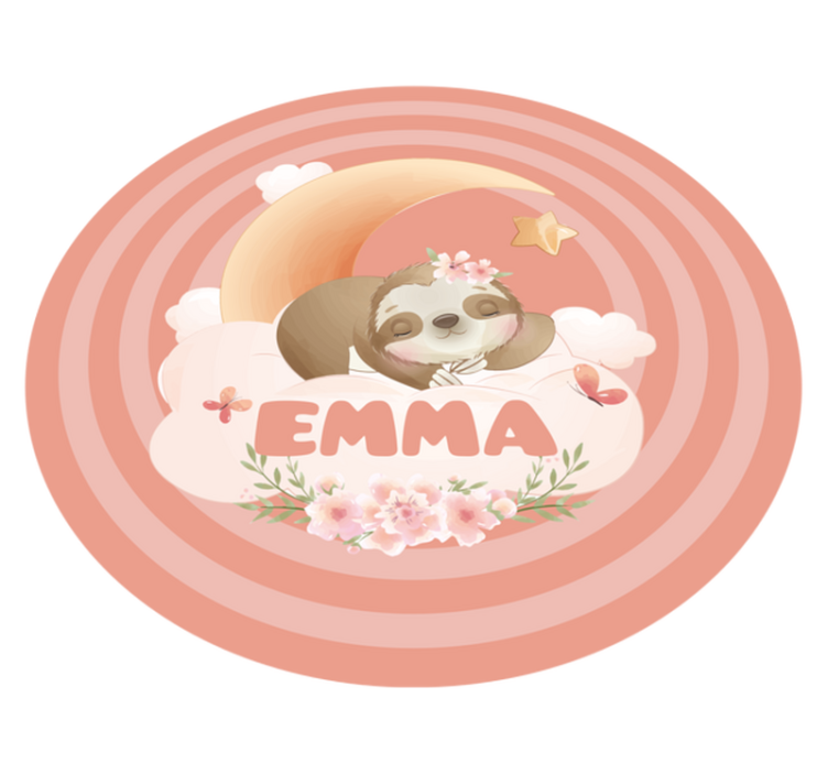 Cute animals sloth with name baby play mat - TenStickers