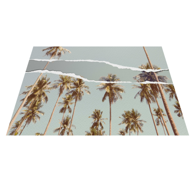 Palm trees image in torn paper style living rug - TenStickers