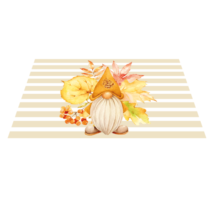 Autumn Gnome Charm stripes vinyl rug - TenStickers