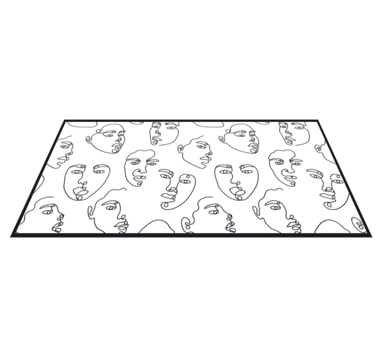LINE ART FACES mosaic vinyl rug - TenStickers