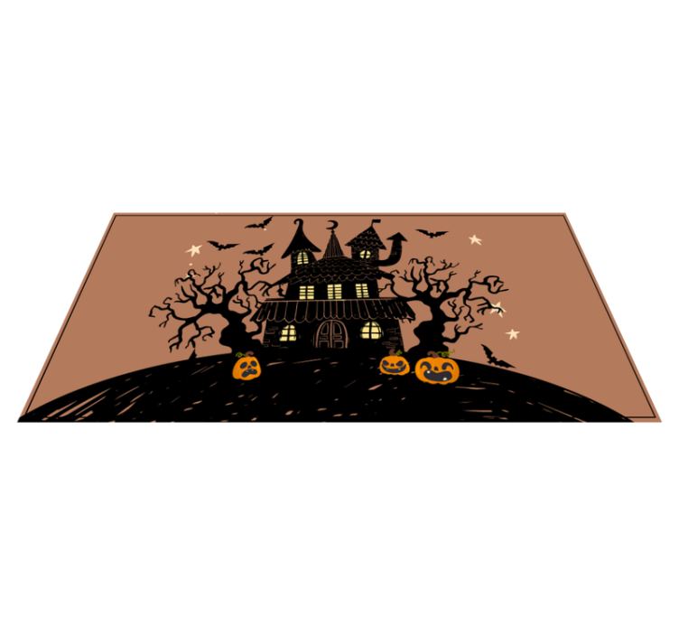 Haunted House Scene halloween vinyl rug - TenStickers