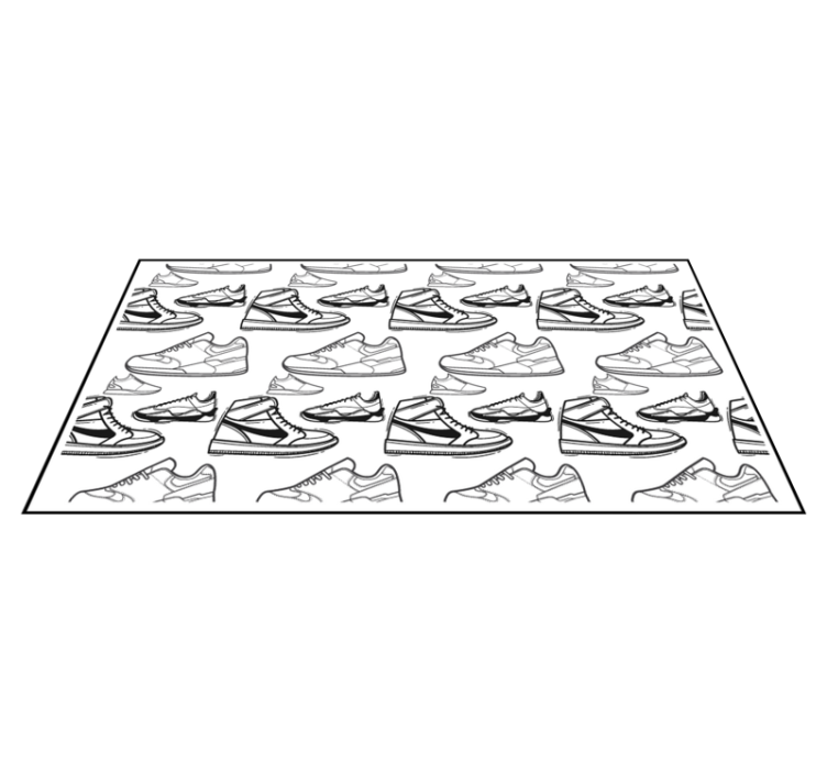 Sneaker Outline Pattern teenage bedroom vinyl rug - TenStickers