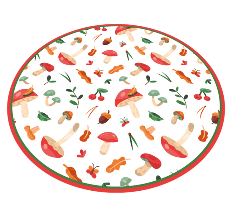 Mushroom flower illustration floral vinyl rug - TenStickers