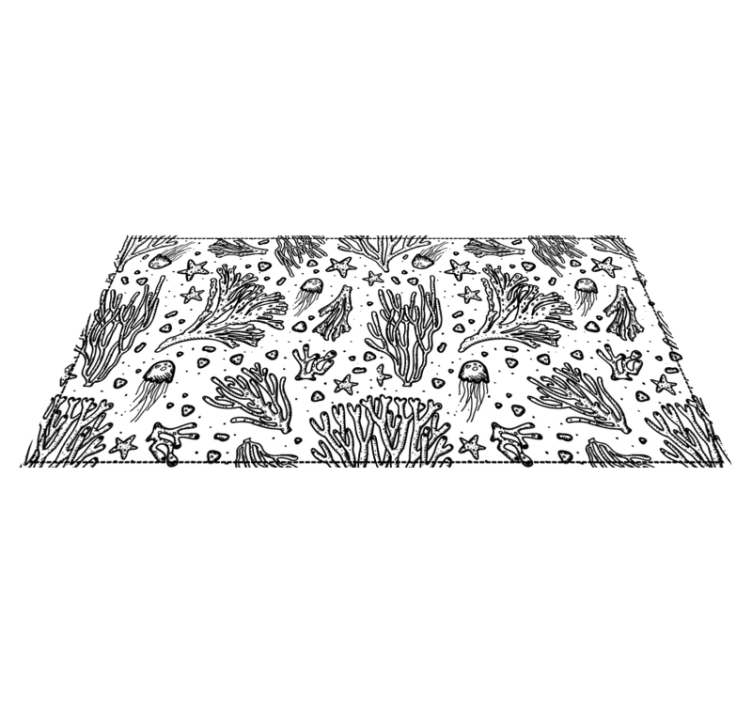 Monochrome ocean motif animal vinyl rug - TenStickers