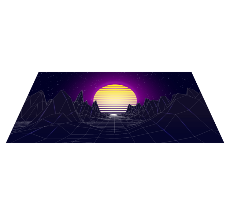 Retro Futuristic Landscape modern vinyl rug - TenStickers