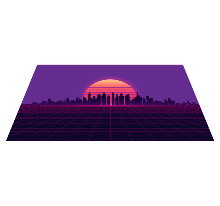 Vaporwave sunset 80s style vintage floor rug - TenStickers