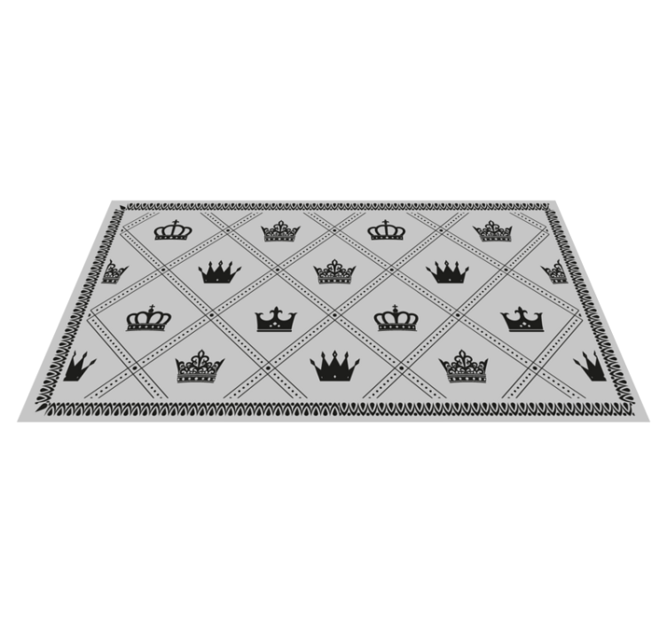 Monochrome Crown Pattern grey vinyl rug - TenStickers