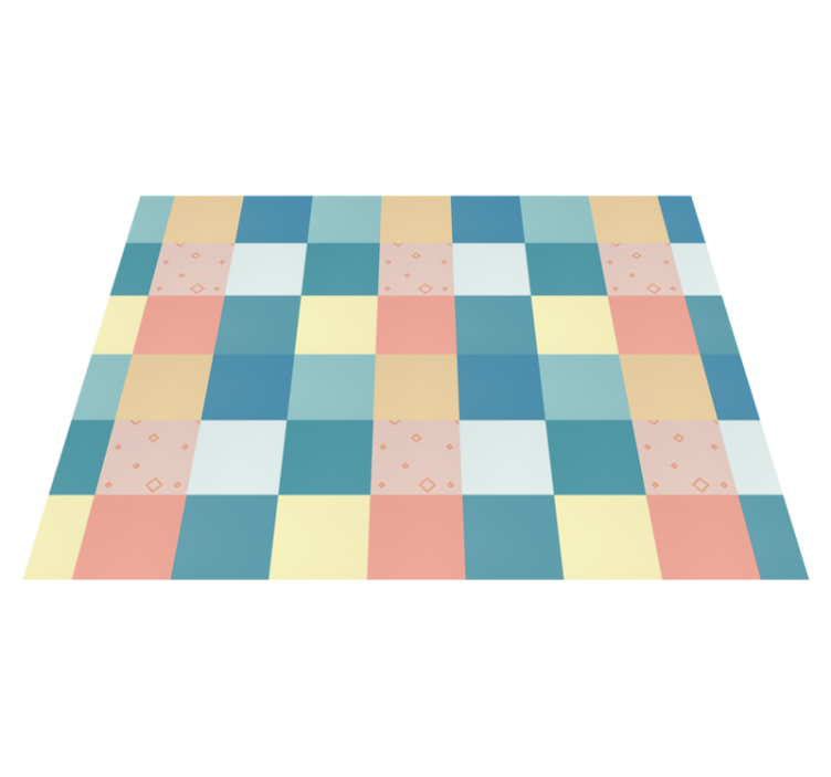 Geometric Pastel Checkerboard geometric vinyl rugs - TenStickers