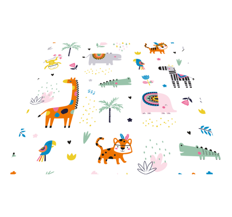 Cheerful Safari Theme nursery vinyl rugs - TenStickers