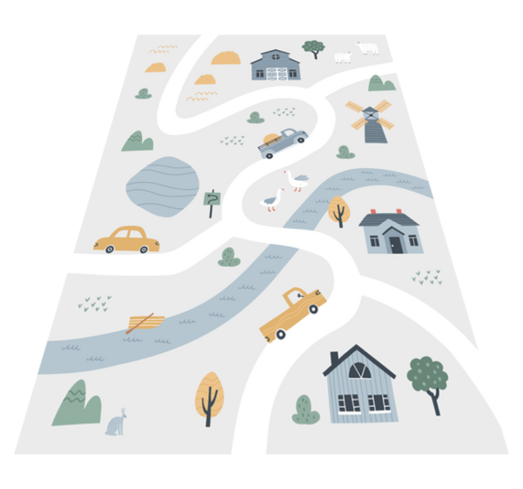 Nordic gray road baby play mat - TenStickers