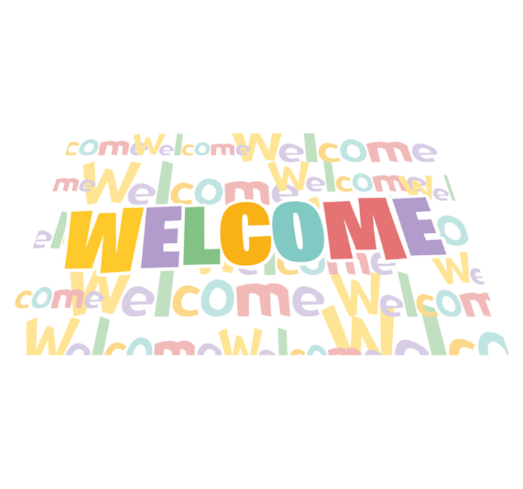 Colorful Welcome Typography custom vinyl rug - TenStickers