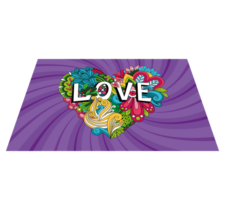 Colorful Love Illustration custom vinyl rug - TenStickers