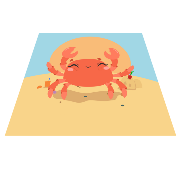 Cheerful Cartoon Crab kids vinyl rug - TenStickers