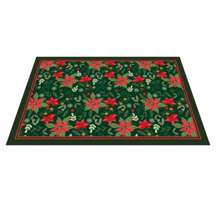 Festive poinsettia pattern christmas vinyl rug - TenStickers