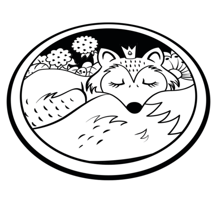 Sleeping fox animal circular vinyl rug - TenStickers