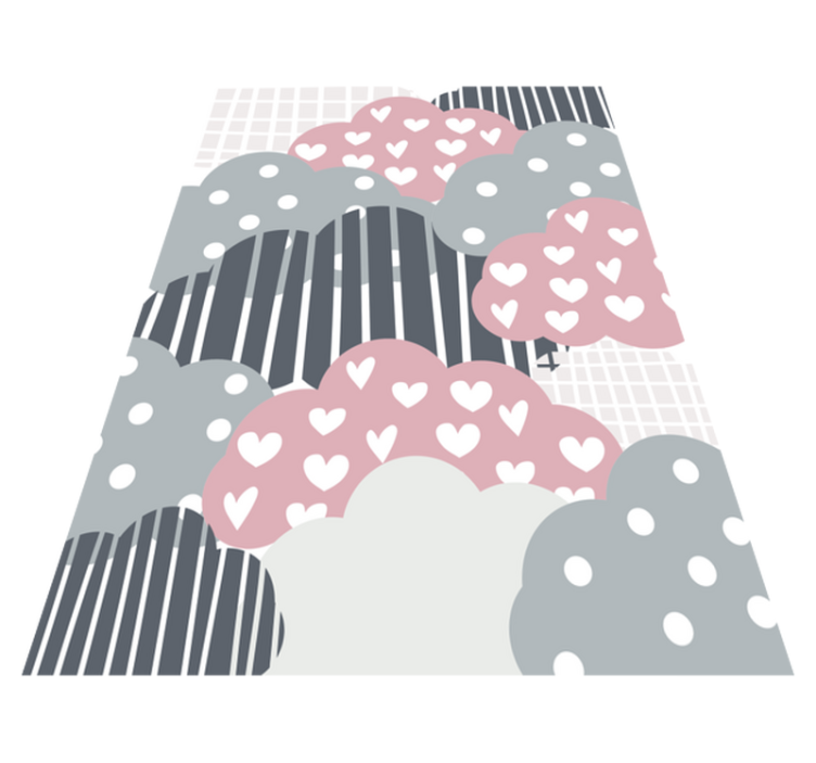 Cloudy Hearts Pattern kids vinyl rug - TenStickers
