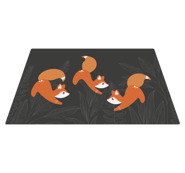 Playful Foxes Pattern animal vinyl rug - TenStickers