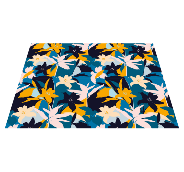 Floral Motif flower vinyl rug - TenStickers