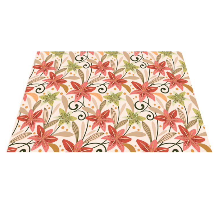 Floral Swirl Pattern flower vinyl rug - TenStickers