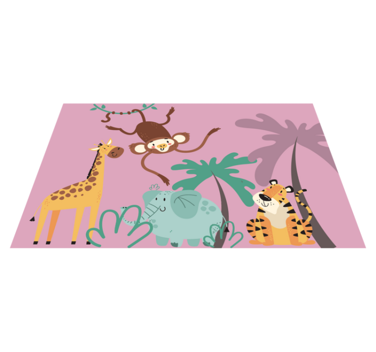 Colorful Cartoon Safari Animals animal vinyl rug - TenStickers