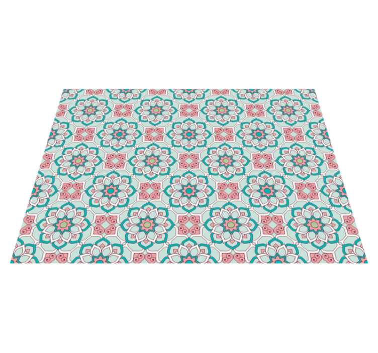 Tile Effect Pattern Overlay floral vinyl rug - TenStickers
