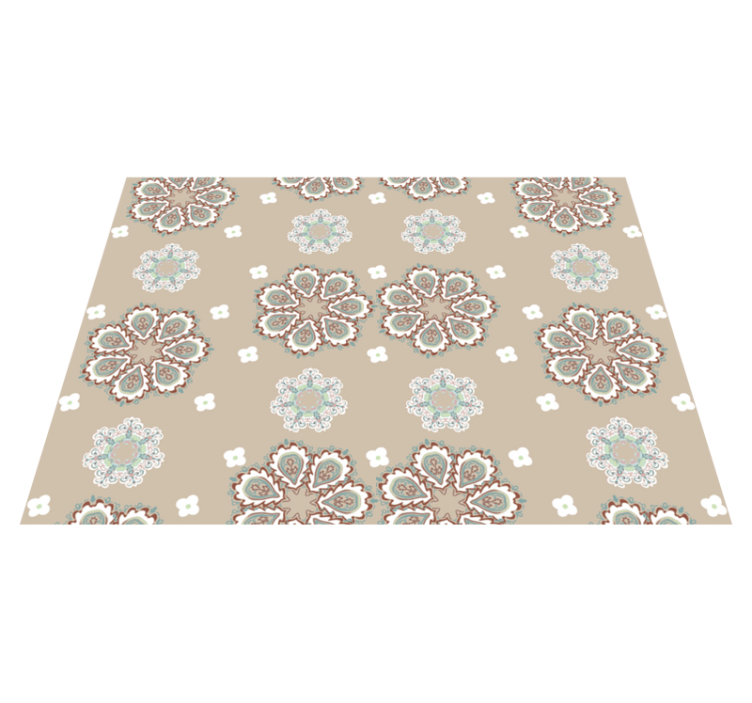 Mosaic Floral Elegant Pattern beige vinyl rug - TenStickers