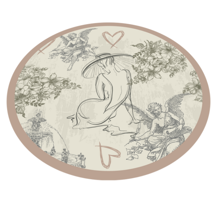 Round Ethereal Flower Emblem circular vinyl rug - TenStickers