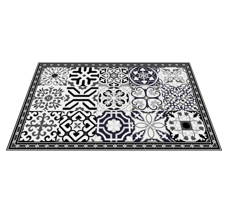 Floral ornament dark tones tile carpet - TenStickers