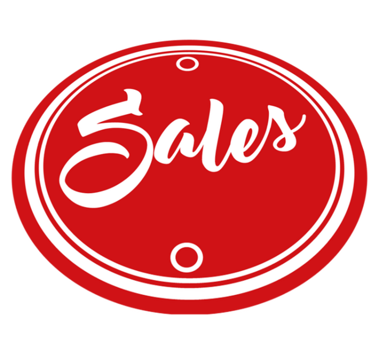 Red Circular Sales Text Circular Rug - TenStickers