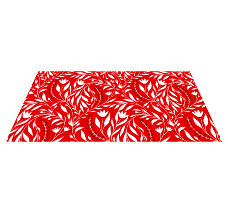 Floral leaf design red vinyl rug - TenStickers