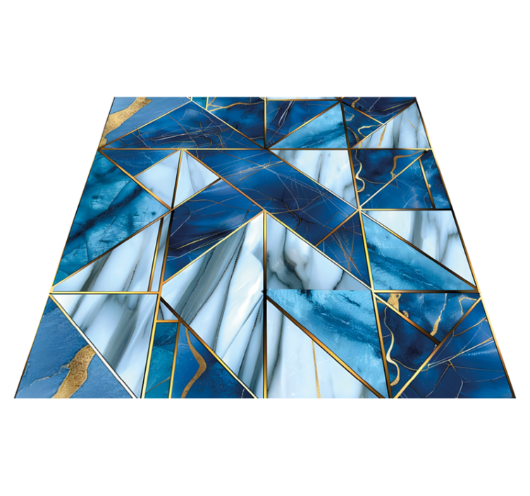 Blue geometric effect vinyl rug - TenStickers