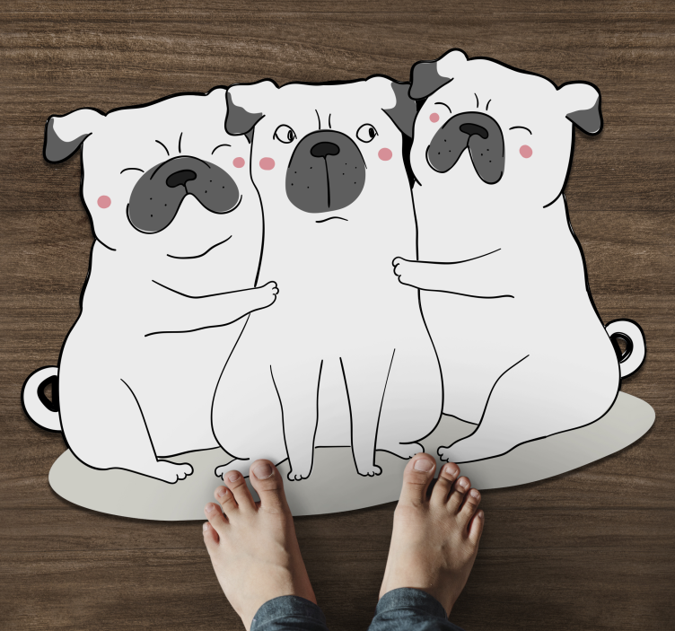 Adorable Pug Trio animal vinyl rug - TenStickers