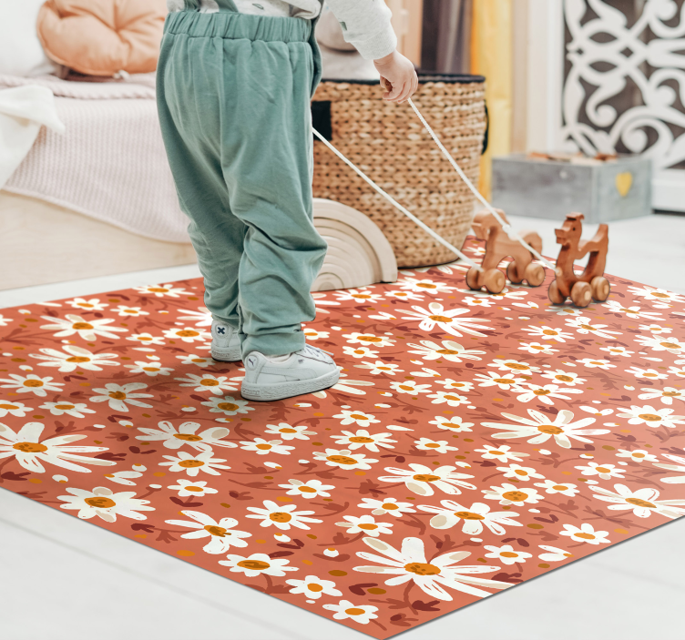 Daisy Floral Pattern flower vinyl rug - TenStickers