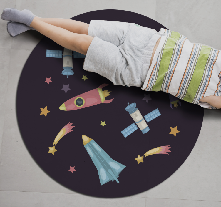 Space rockets planets kids vinyl rug - TenStickers